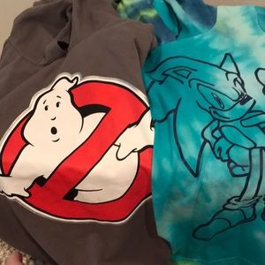 2 - short sleeve shirts with hoods